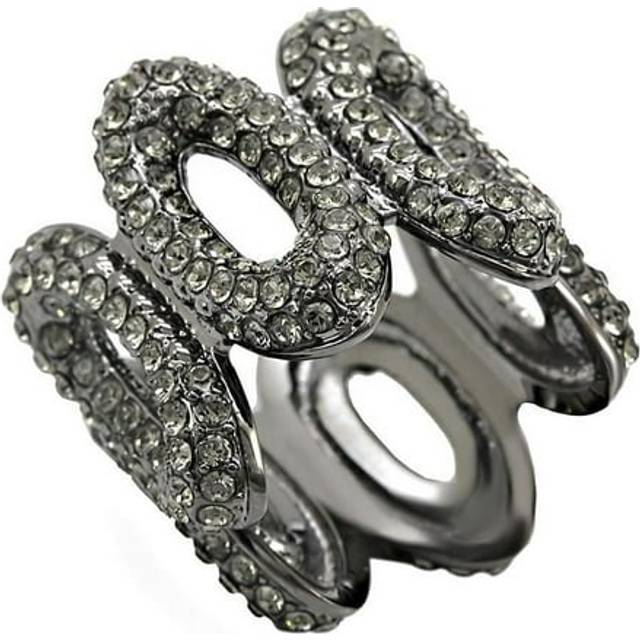Ruthenium Brass Ring with Top Grade Crystal, Black Diamond - Size 5