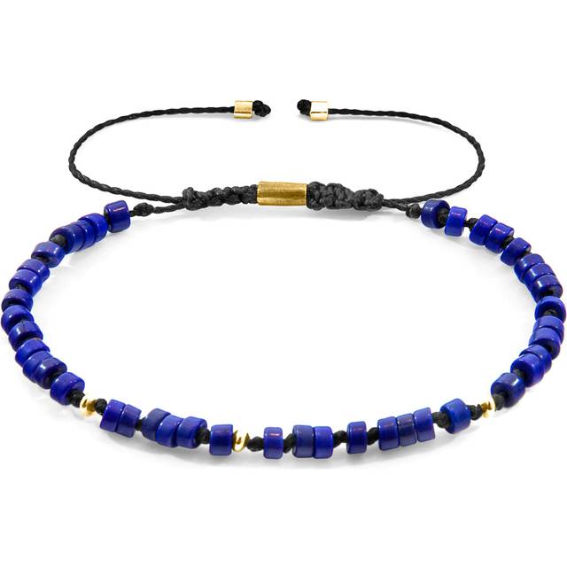 Blue Turquoise Percy 9ct Yellow Gold and Stone SKINNY Macrame Bracelet