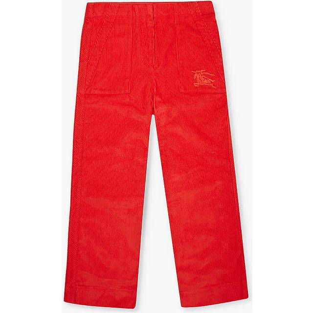 Burberry Girls Warm Coral Red Kids Orla Brand-embroidery Cotton Trousers 4-14 Years 8