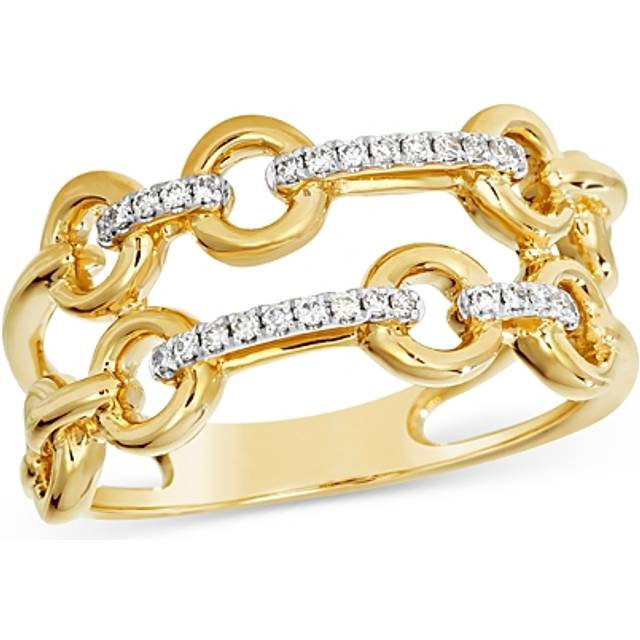 Bloomingdale's Fine Collection Diamond Chain Link Double Row Ring in 14K Yellow Gold, 0.10 ct. t. w.