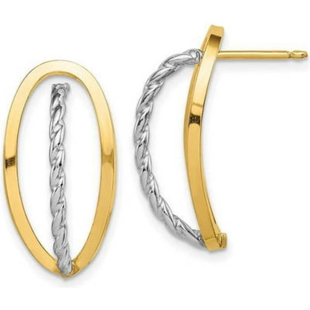 14K Two-Tone Polished & Twisted Fancy Post Earrings