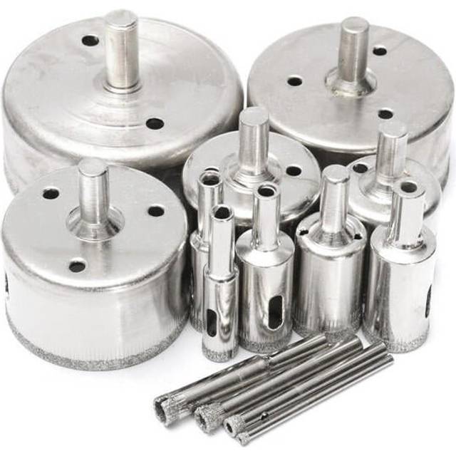 14pcs 3-70mm Diamond Hole Saw Tile Ceramic Glass Porcelain Marble Drill Bits Set