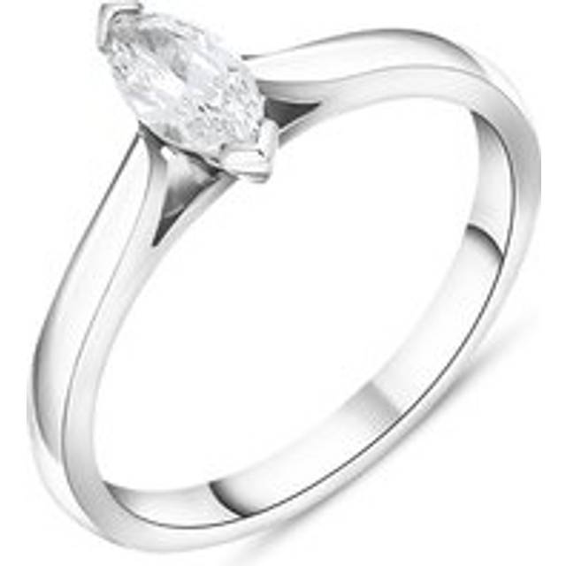 Platinum 0.33ct Diamond Marquise Cut Solitaire Ring - Silver