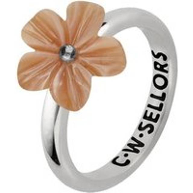 Sterling Silver Pink Mother of Pearl Tuberose 12mm Desert Rose Ring - Silver