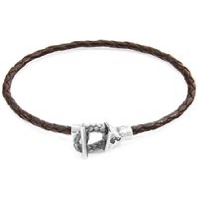 Cullen Silver and Braided Leather Bracelet - Brown - 23cm