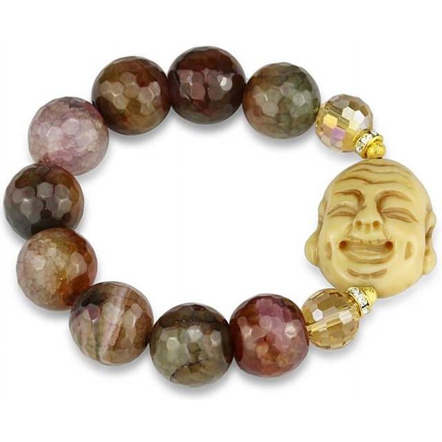 Alamode LO3786-8 Women Gold White Metal Bracelet with Synthetic in Multi Color - 8 in.
