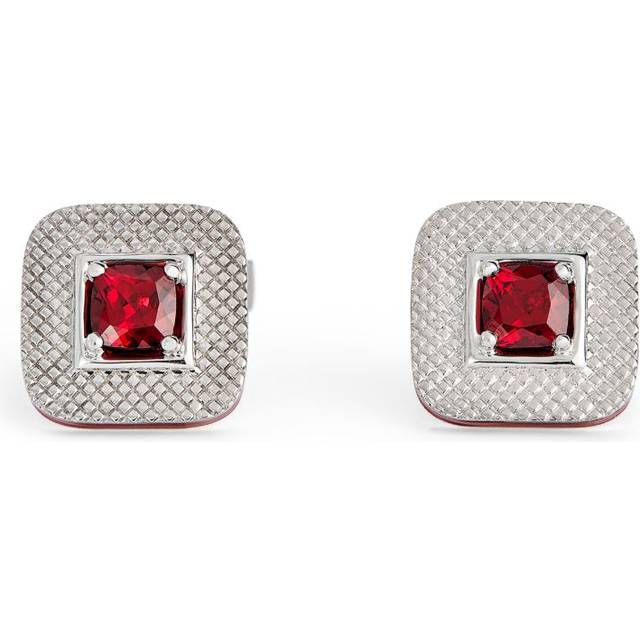Tateossian Sterling Silver and Red Garnet Refratto Cufflinks - One size