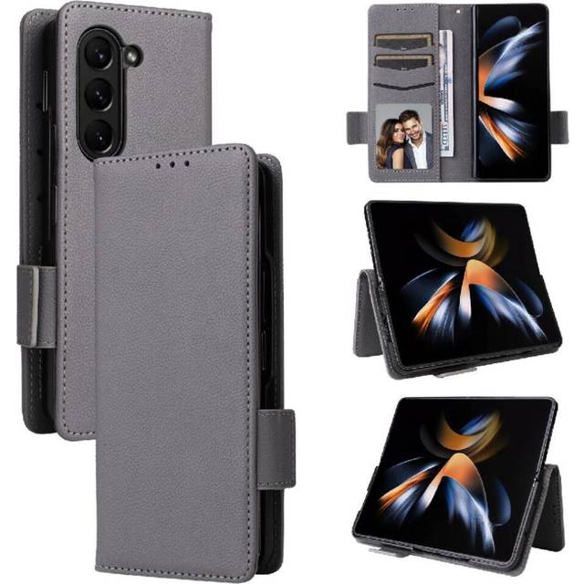 (Gray ) Flip Case for Samsung Galaxy Z Fold 6 Magnetic Pu Leather Wallet Side Buckle Card Slots Holder