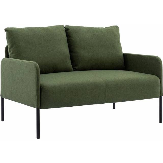 2 Seater Sofa in Linen Thick Padded Couch Modern Compact Loveseat for Apartment Bedroom Living Room, Green, Wahson