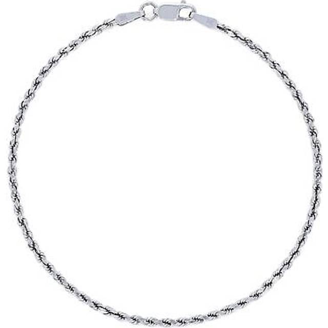 14k white gold 2mm diamond cut rope bracelet mens womens 7" 7.5" 8" 8.5" 9"