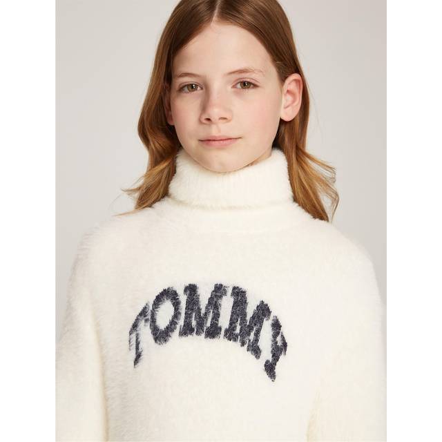 Tommy Hilfiger Turtleneck Fluffy Jumper Dress Juniors - White