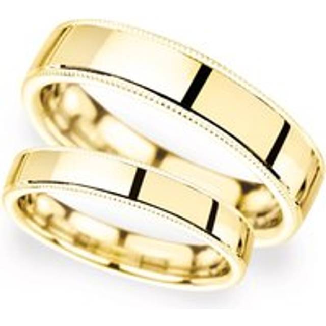 2mm Traditional Court Heavy Milgrain Edge Wedding Ring In 9 Carat Yellow Gold - Ring Size I
