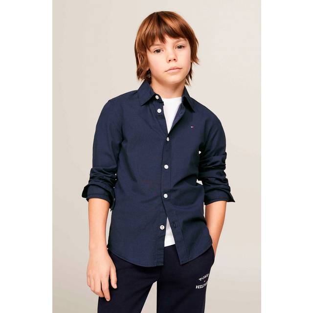 TOMMY HILFIGER Solid Stretch Poplin Shirt L/S |Blå |140