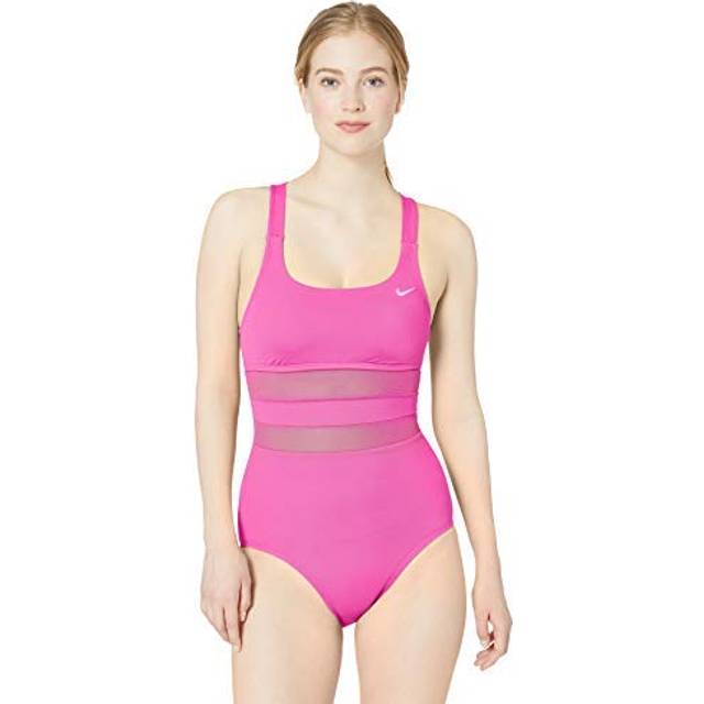 NIKE Swim Women's Standard Mesh Solid Edge V-Back One Piece Swimsuit