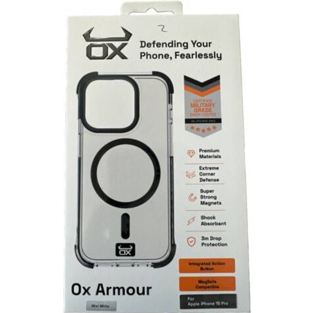 OX Armour iPhone 15 Pro Case Magsafe Magnetic Shockproof Phone Cover - Mist White