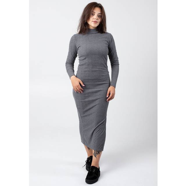 UC Ladies UC Rib Longlseeve Mockneck Dress Gray / XL Klänning