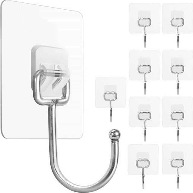 (a-10pcs) 7x7cm Large Adhesive Hooks Waterproof and Rustproof Wall Hooks Hanging Heavy Duty Stainless Steel Towel and Coats Hook Kitchen