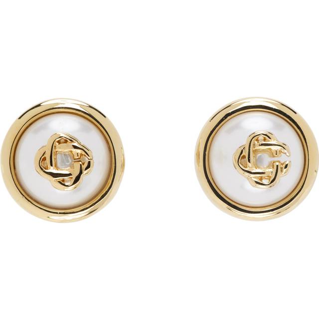 Casablanca Gold Pearl Logo Stud Earrings - GOLD / PEARL - UNI