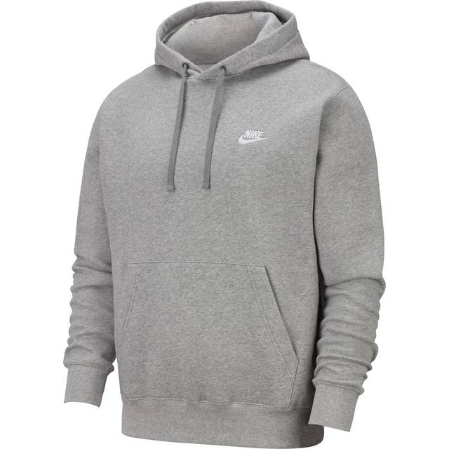 Nike Club Men's Pullover Fleece Hoodie - Grey - Cotton/Polyester - S