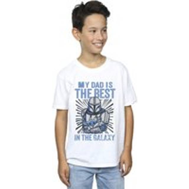 (12-13 Years, White) Star Wars Boys Mandalorian Best Dad T-Shirt
