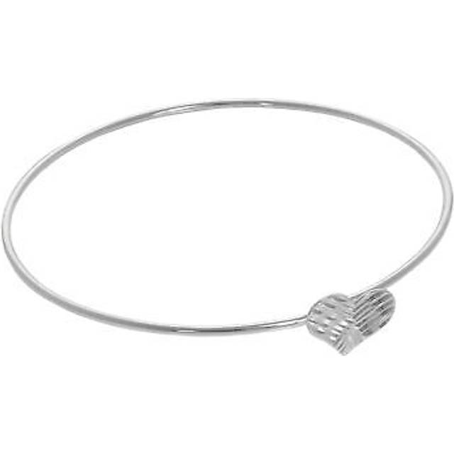 Sterling silver hammered heart open bangle
