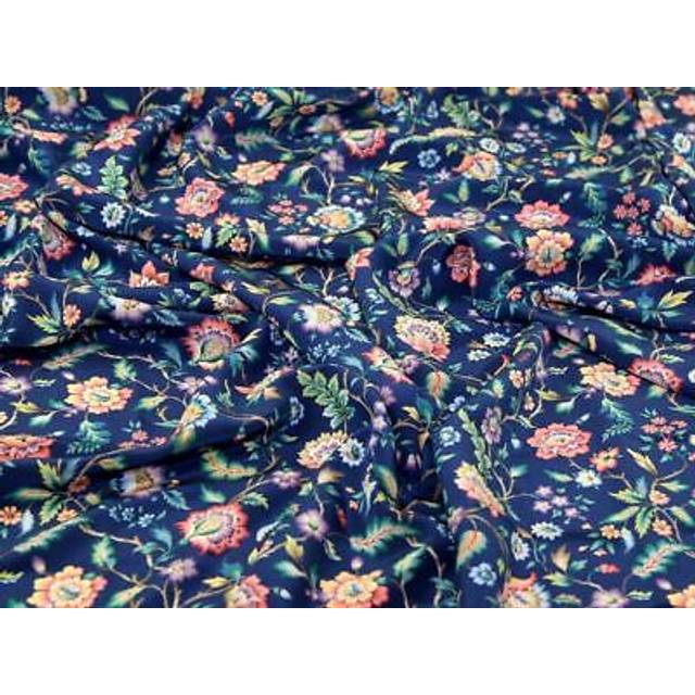 Liberty london eva belle kensington silk crepe fabric deep blue - per metre