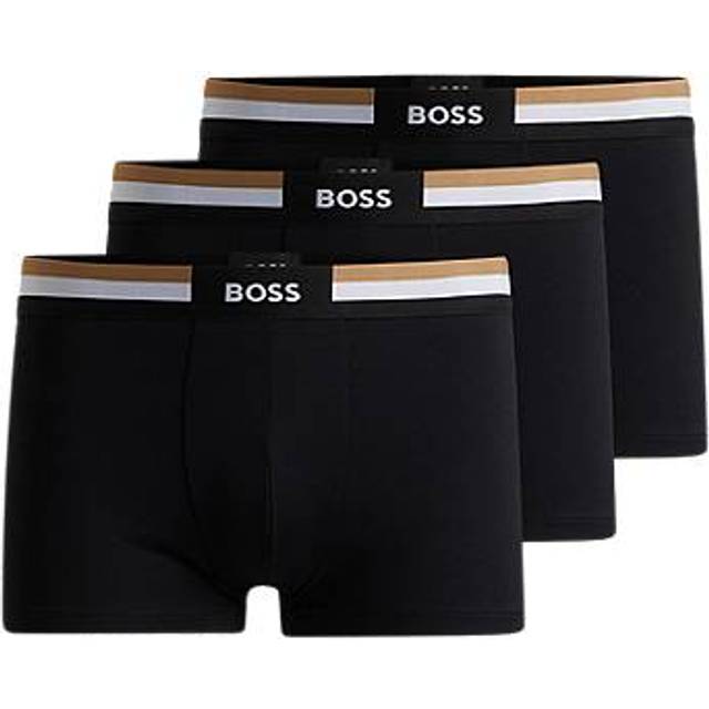 BOSS Motion Corporate Trim Waistband Moisture Wicking 3 Pack Trunks-black, Black, Size S, Men