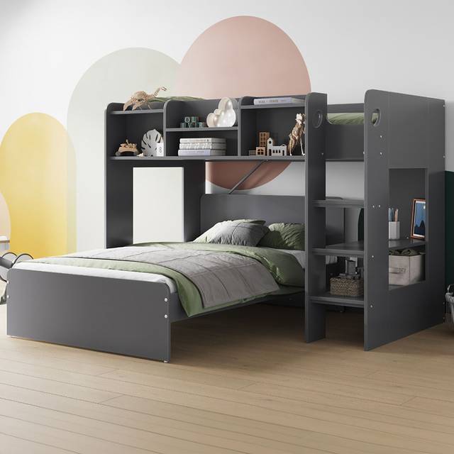 Flair Furniture Flair Wizard L Shaped Bunk With Small Double Bed Grey, Grey