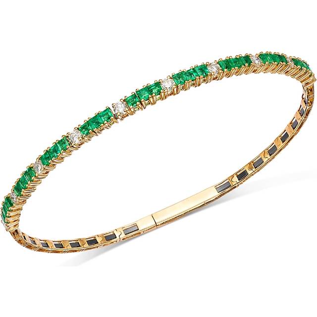 Bloomingdale's Fine Collection Emerald & Diamond Bangle Bracelet in 14K Yellow Gold