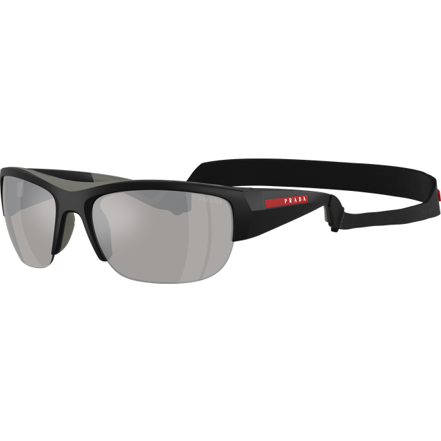 Prada Linea Rossa Man PS A01S  1BO05A Sunglasses Injected Black Grey Pillow Mirrored