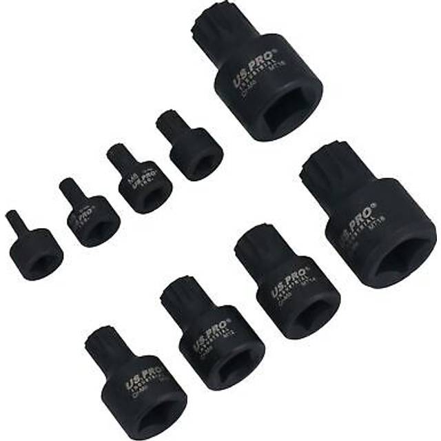 Stubby Impact Xzn Spline Triple Square Male Sockets M4 – M18 Mixed Drive 9pc