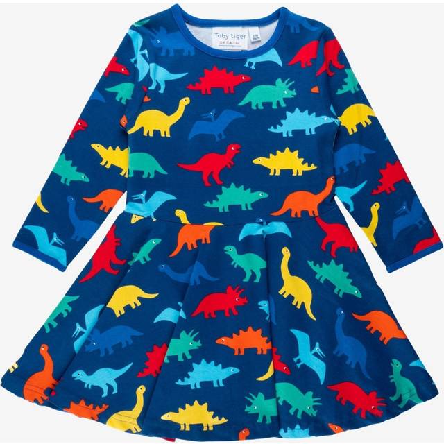Organic Rainbow Dinosaur Print Skater Dress - 2-3y / 98cm