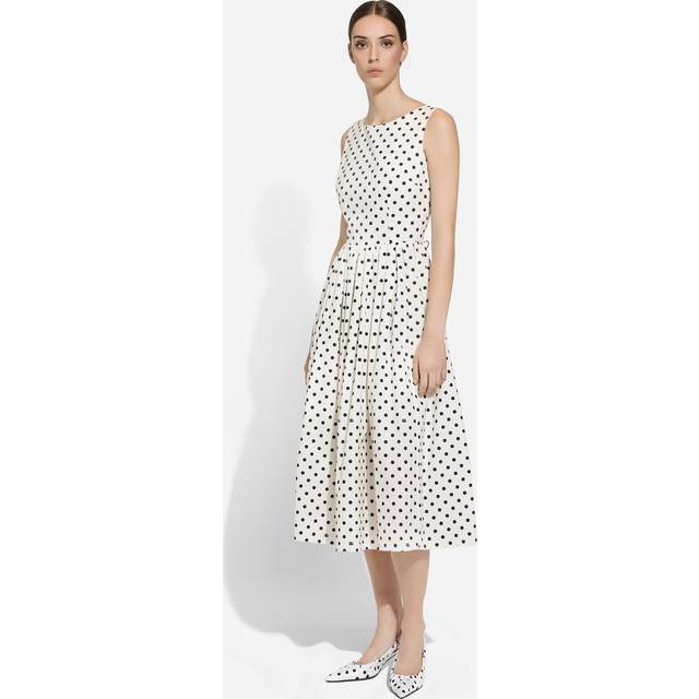Dolce & Gabbana Cotton Calf-length Circle Dress With Polka-dot Print - Woman Dresses Print 40