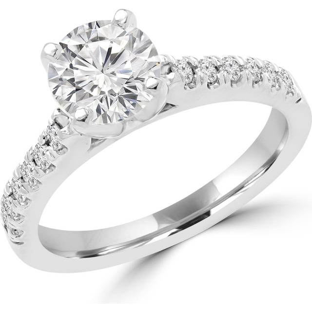 Majesty Diamonds MD160214-4.5 0.8 CTW Multi-Stone Round Diamond Engagement Ring in 14K White Gold, Size 4.5