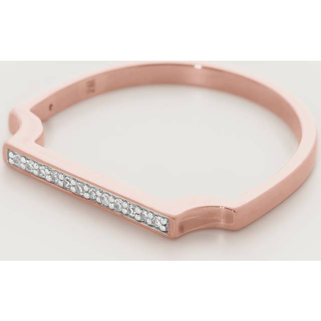Monica Vinader Womens White Signature 18ct Rose Gold-plated Vermeil Silver and Diamond Thin Ring M - WHITE
