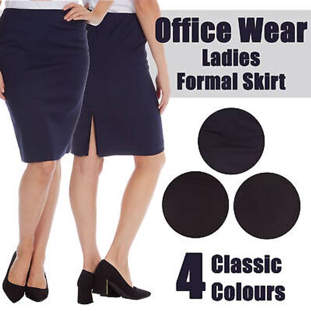 Ladies womens formal skirt office wear workwear smart straight classic regular