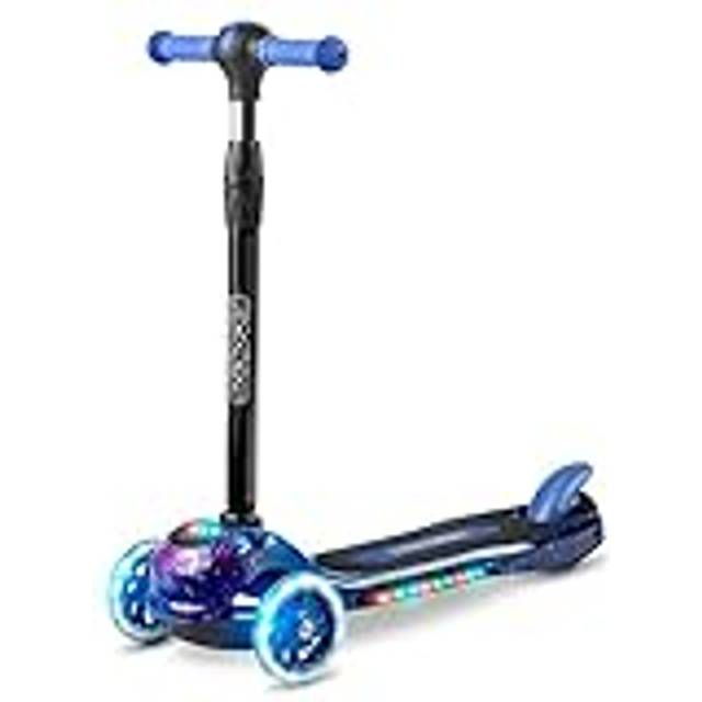 Ricokids Piko trehjulig sparkcykel för barn med LED-belysning, balanserad vikbar skoter blå-svart