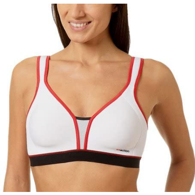 Triumph triaction extreme n sports bra 32b white with red non-wired high impact