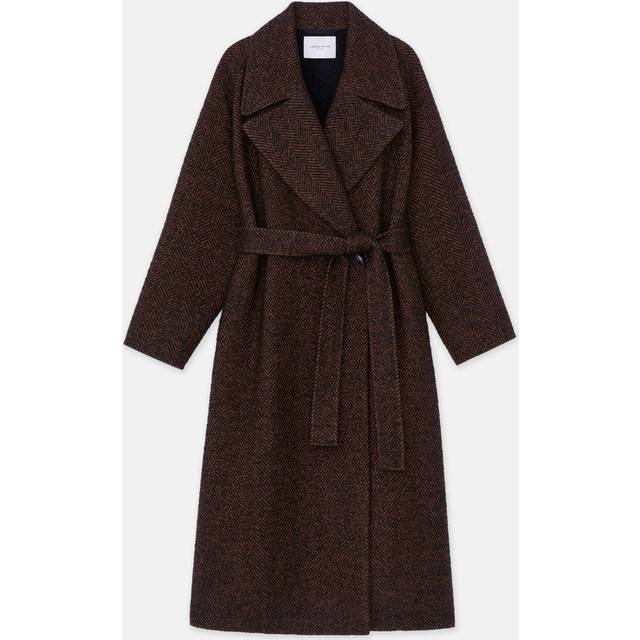 Chevron Alpaca Wool Coat - BLACK MULTI - Small