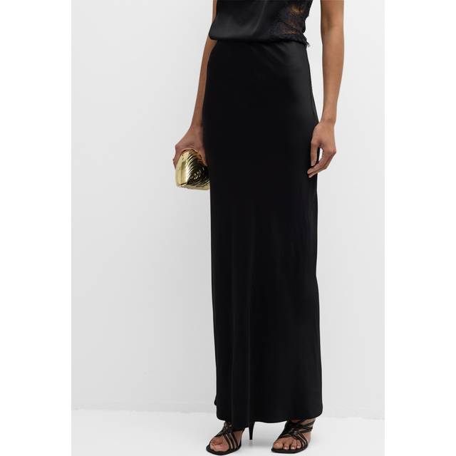 Greta Satin Maxi Skirt - BLACK - X-Large