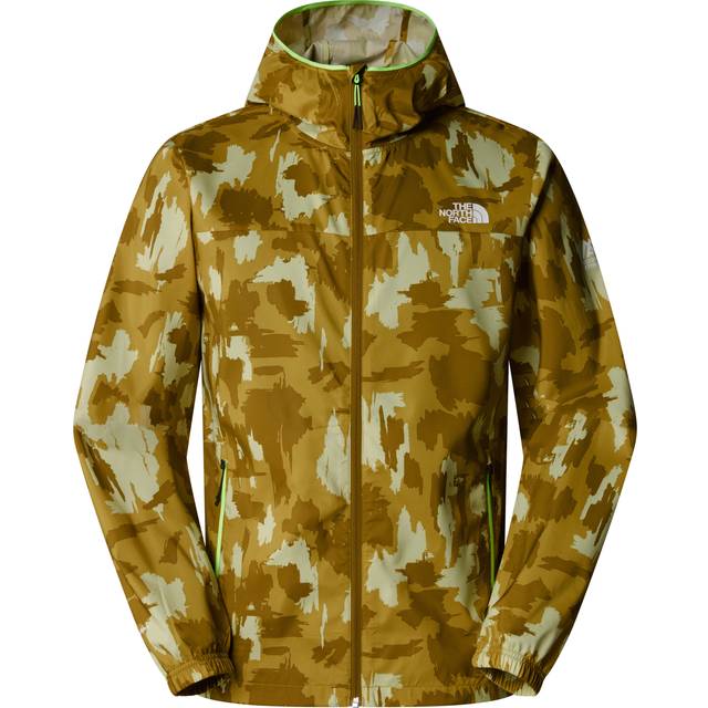 The North Face Men's Mountain Athletics Printed Hooded Wind Jacket Amber Green Painted Mountains Print, Amber Green Aop Print, XL