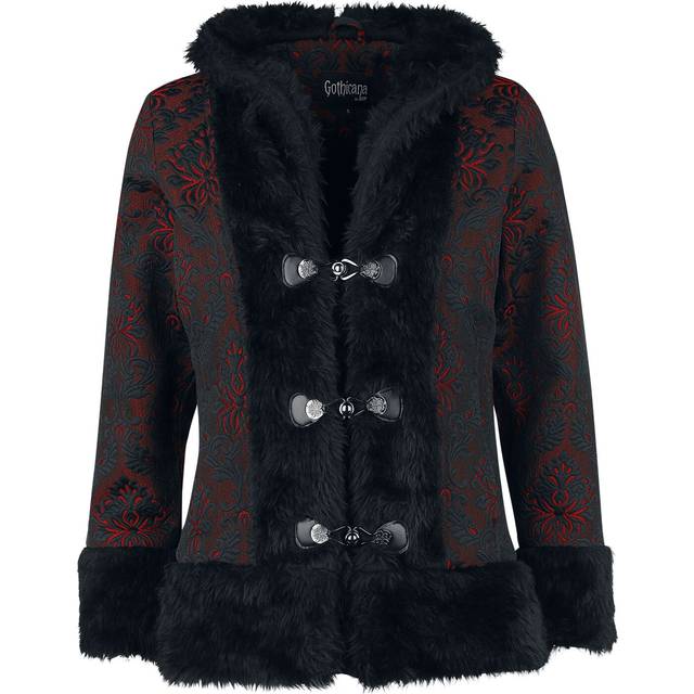 Gothicana by EMP Brocade Jacket With Teddy Fur Details Between-seasons Jacket black red - XL