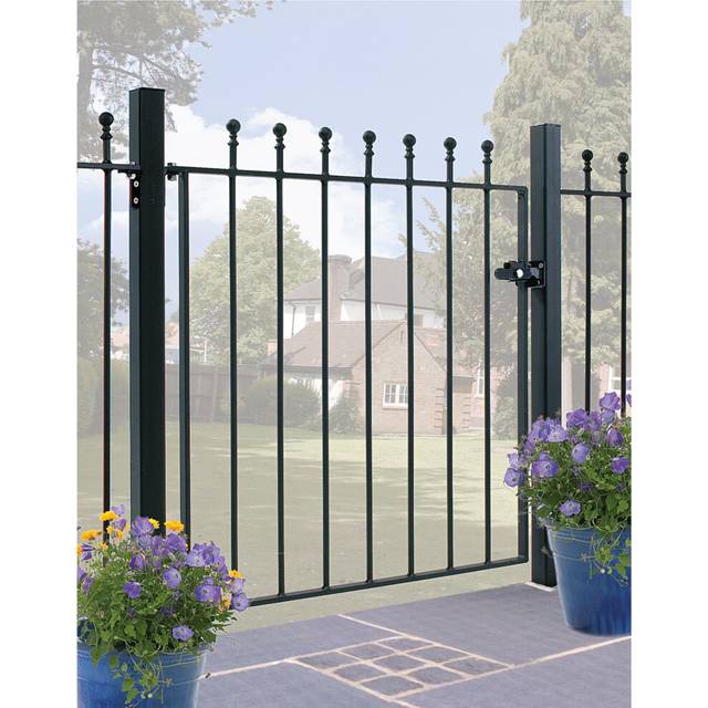 (914mm Gap (Galvanised)) Manor Single Ball-Top Wrought Iron Gate