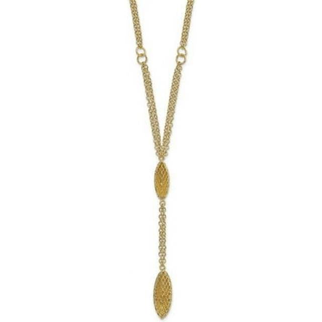 14K Yellow Gold Fancy Y Diamond-Cut Drop with 1 in. Extension Necklace