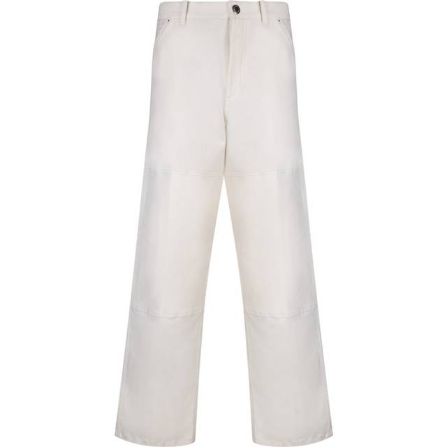 Moncler, Wide Trousers, male, White, M, Elegant Regular-Fit Front Closure Trousers