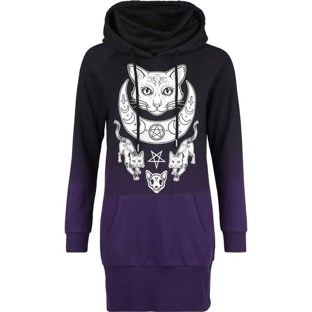 Gothicana by EMP Hoodie Dress with Cat Print Short dress black lilac