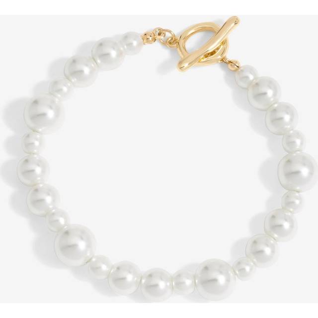 MOOD Mood Gold Cream Pearl Strand T-Bar Bracelet