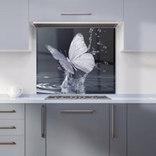 Warren Reed - Designer Crystal Butterfly Water Dance Kitchen Splashback W600Mm X H650Mm, Multi