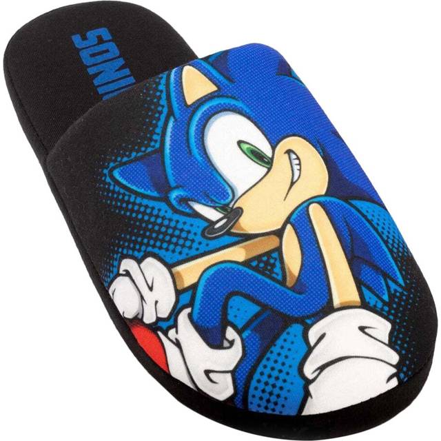 (11 UK-12 UK, Black) Sonic The Hedgehog Mens Slippers