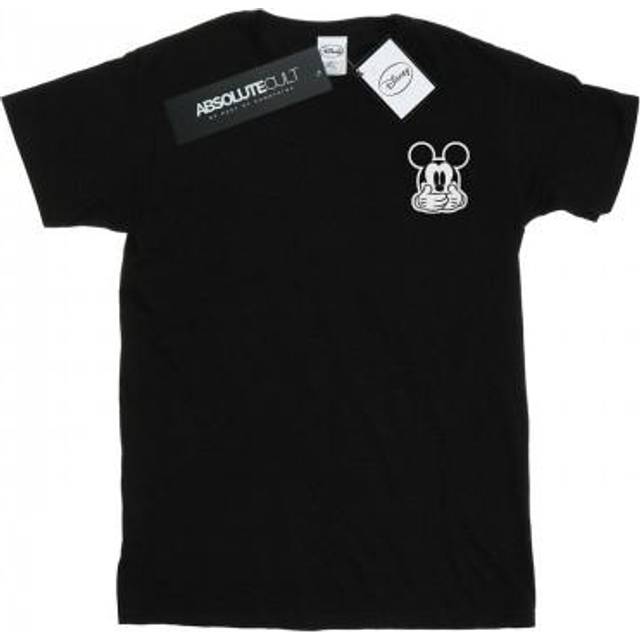 (9-11 Years, Black) Disney Girls Mickey Mouse Dont Speak Breast Print Cotton T-Shirt